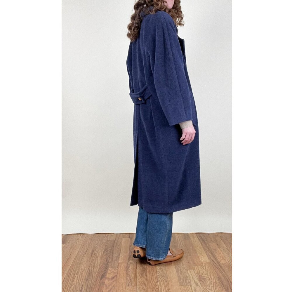 Vintage 100% Lambswool Double Breasted Oversized Pea Coat Trench Jacket Peacoat - Picture 5 of 9